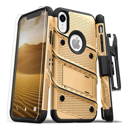 Zizo Bolt iPhone XR Tough Case & Screen Protector - Gold / Black