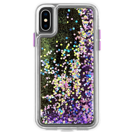 Coque iPhone XS Case-Mate Waterfall Glow Glitter – Lueur violette