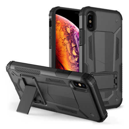 Coque iPhone XS Max Zizo ZV Hybrid Transformer avec béquille – Noir