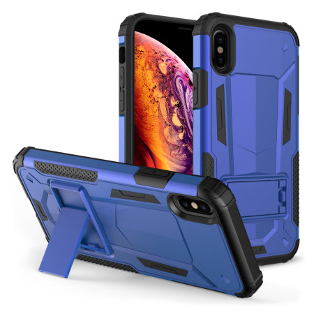 Coque iPhone XS Max Zizo ZV Hybrid Transformer avec béquille – Bleu