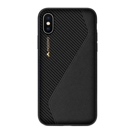 meleovo iphone xs racing premium leather case - black