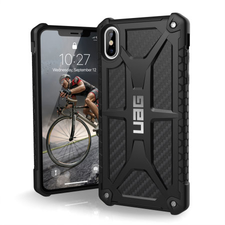 uag monarch premium iphone xs max protective case - carbon fibre