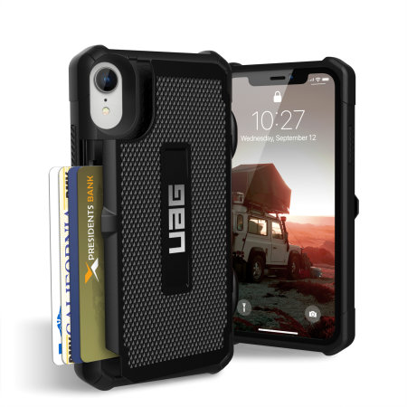 uag trooper iphone xr protective wallet case - black