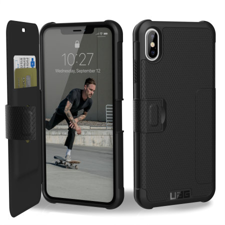 UAG Metropolis iPhone XS Max Robuste Wallet Hülle - Schwarz