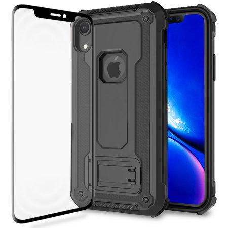 iPhone XR Olixar Manta Case en Gehard Glazen Schermbeschermer - Zwart