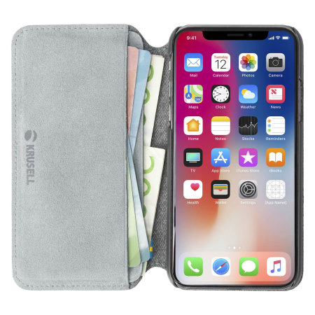 Krusell Broby Folio iPhone XS Max Slim 4 Card Wallet Case - Grey