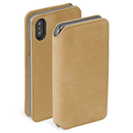 Krusell Broby 4 Card iPhone XS Max Slanke Portemonnee Case - Cognac