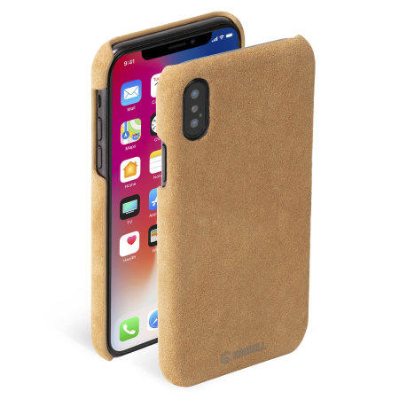 Krusell Broby iPhone XS Premium Leather Slim Cover Case - Cognac