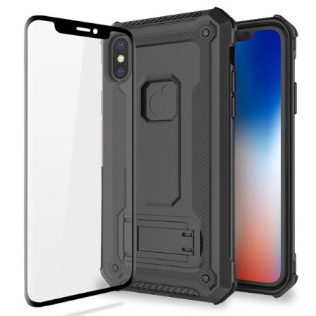 iPhone X Olixar Manta Case en Gehard Glazen Schermbeschermer - Zwart