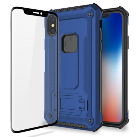 Funda iPhone X Olixar Manta con Protector de Pantalla - Azul