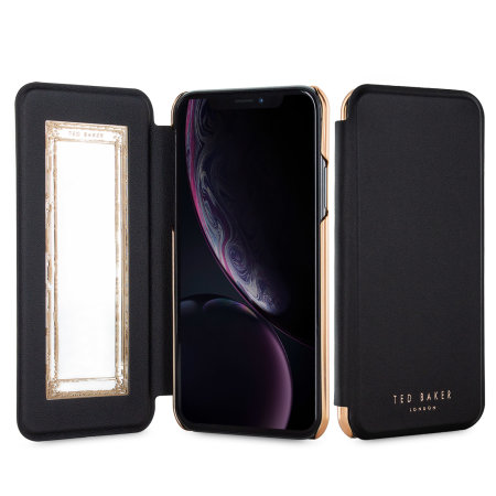 Coque iPhone XR Ted Baker avec rabat et miroir – Noir / Shannon black