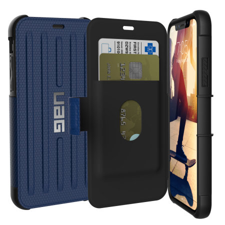 uag metropolis rugged iphone xs wallet case - cobalt