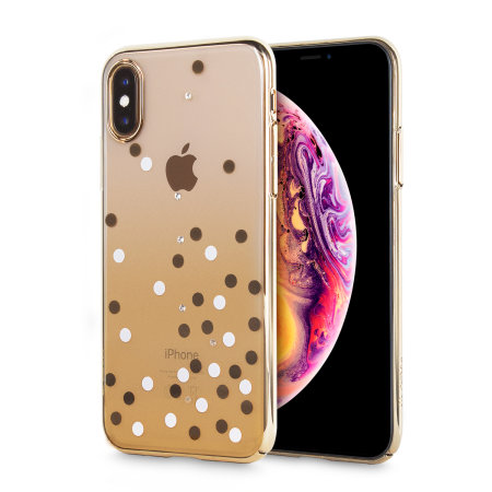 Coque iPhone XS Unique Polka 360 – Or / transparent