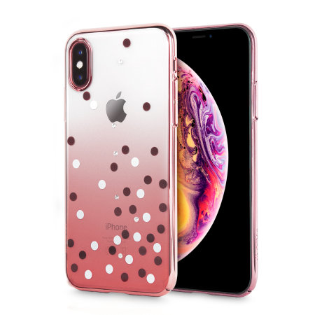 Unique Polka 360 Case iPhone XS Case - Rose Gold / Clear