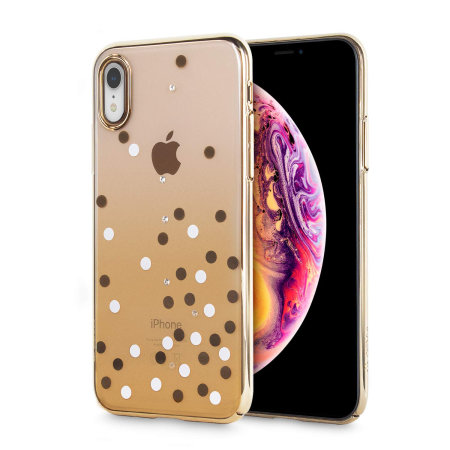 unique polka 360 case iphone xr case - gold / clear