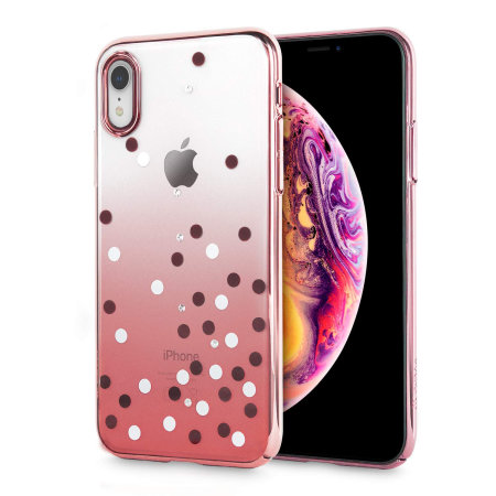 unique polka 360 case iphone xr case - rose gold / clear