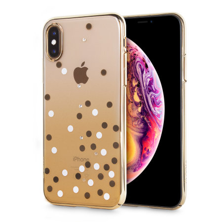 unique polka 360 case iphone xs max case - gold / clear