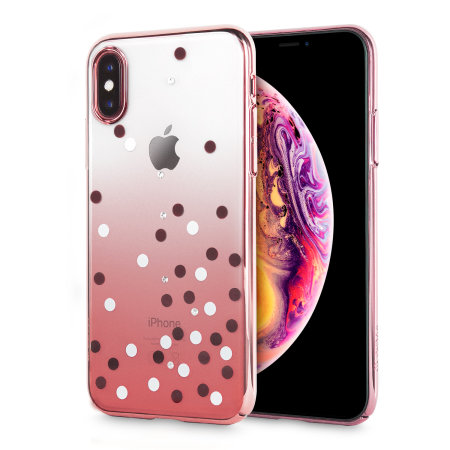 Unique Polka 360 Case iPhone XS Max Case - Rose Goud / Helder