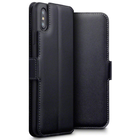 Housse iPhone XS Max Olixar portefeuille Low Profile en cuir véritable