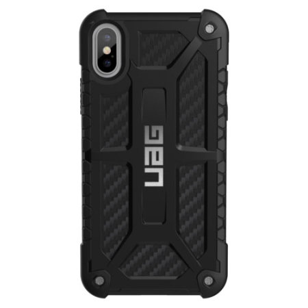 uag monarch premium iphone xs protective case - carbon fibre