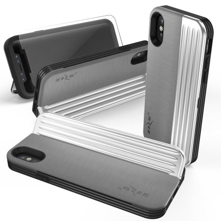 zizo retro iphone xs wallet stand case - silver