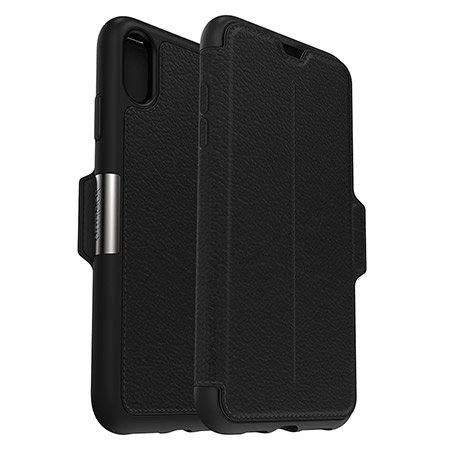 OtterBox Strada Folio iPhone XS Max Leather Wallet Case - Shadow Black