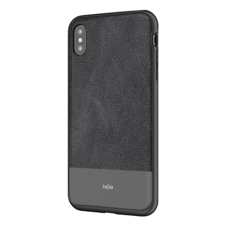 kajsa vintage collection genuine leather iphone xs max case - black