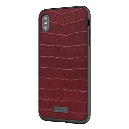 Funda iPhone XS Max Kajsa Neo Classic de cuero cocodrilo - Rojo