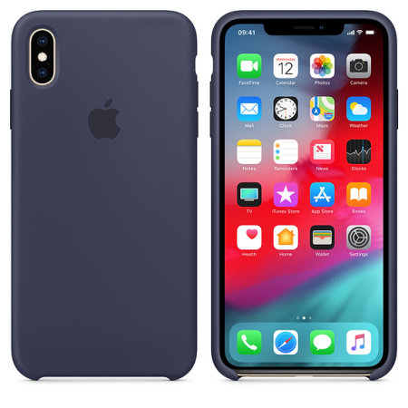 official apple iphone xs max silicone case - midnight blue