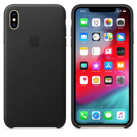 official apple iphone xs max leather case - black