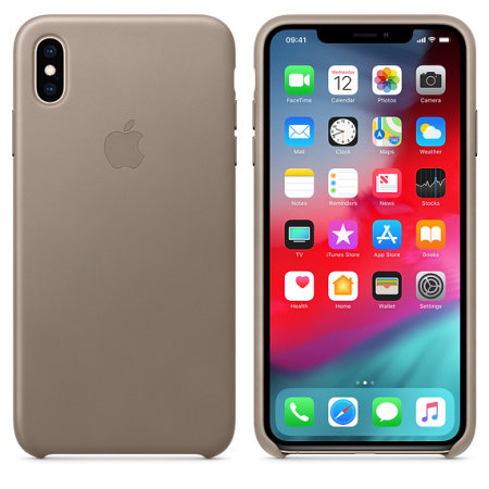 Coque officielle Apple iPhone XS Max en cuir véritable – Taupe