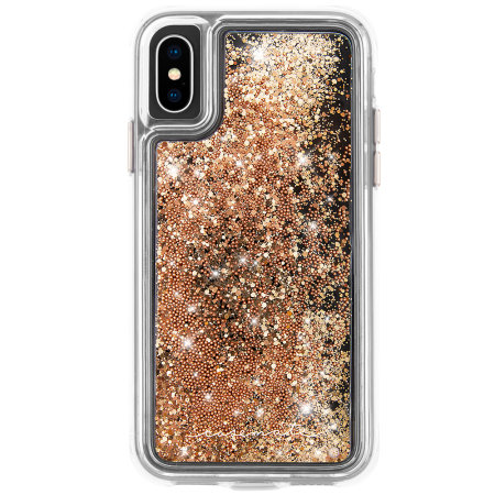Case-Mate iPhone XS Waterfall Glow Glitter Case - Gold
