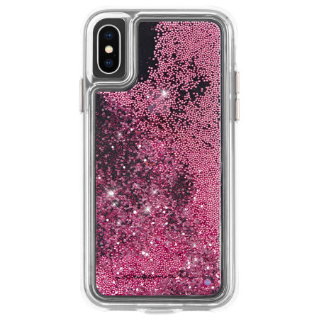 Case-Mate iPhone XS Waterfall Glow Glitter Case - Rose Gold