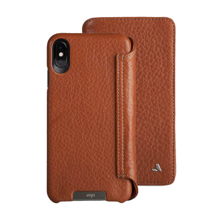 vaja wallet agenda iphone xs max premium leather case - tan