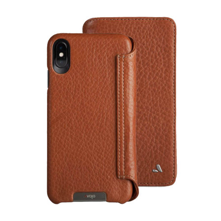 Vaja Wallet LP iPhone XS Max Premium Leather Case - Black / Tan