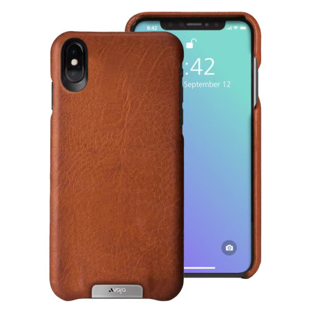 Vaja Grip iPhone XS Max Premium Leather Case - Tan