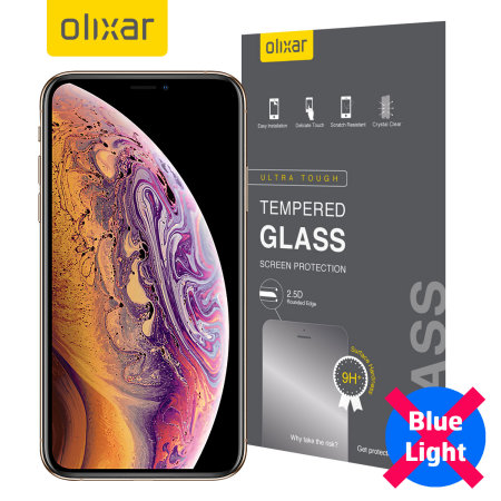 Olixar iPhone XS Max Anti-Blue Ray Tempered Glass Screen Protector