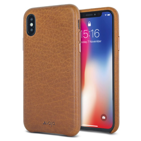 Vaja Grip Slim iPhone XS Premium Leather Case - Tan