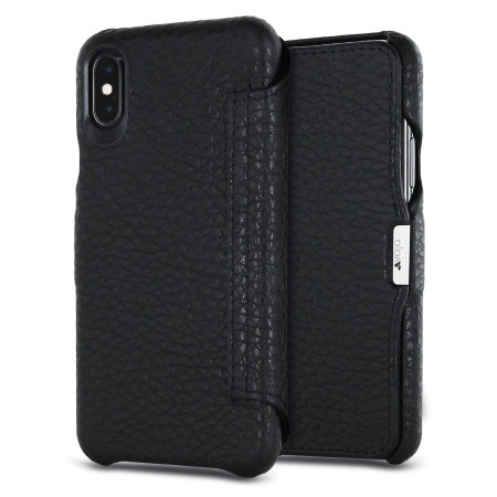 Vaja Agenda MG iPhone XS Premium Leather Flip Case - Black