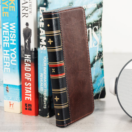 olixar xtome leather-style oneplus 6t book case - brown