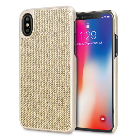 Funda iPhone XS LoveCases Luxury Crystal - Oro