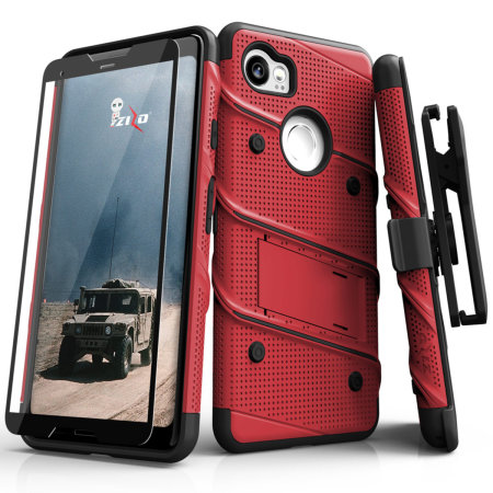 Zizo Bolt Google Pixel 3 Tough Case & Screen Protector - Red / Black