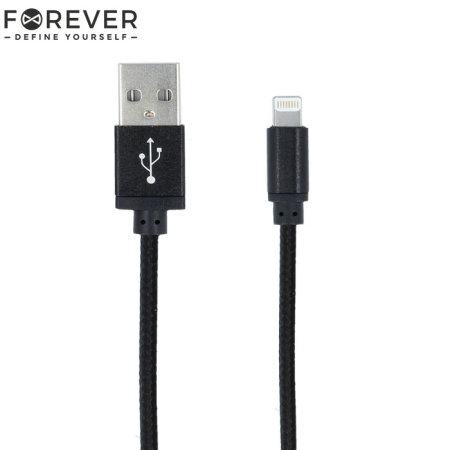 Câble tressé Lightning vers USB Forever – 1M – Noir