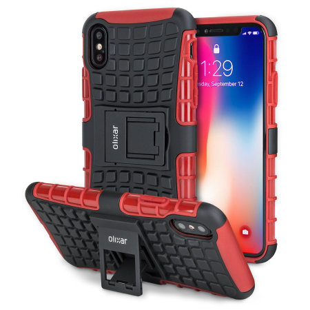olixar armourdillo iphone xs protective case - red