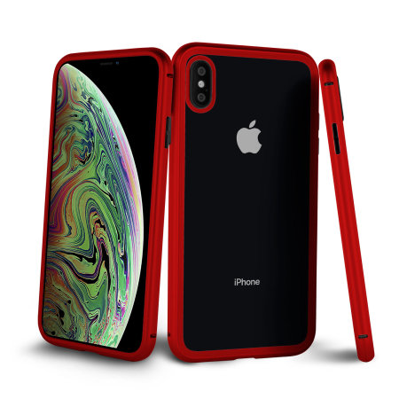 olixar colton iphone xs 2-piece case with screen protector - red