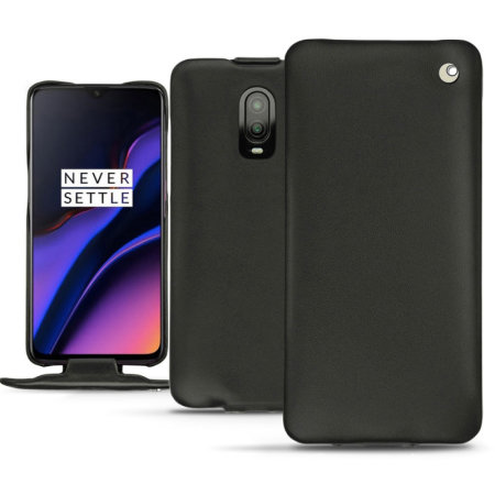 Noreve Perpetuelle OnePlus 6T Smooth Leather Flip Case - Black