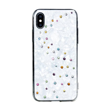 bling my thing milky way pearl white iphone xs case - cotton candy