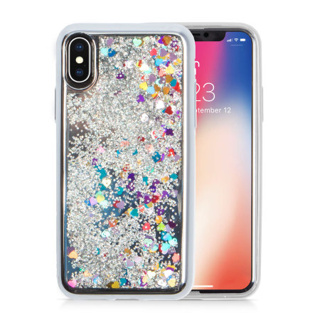 Zizo iPhone Xs Max Case With Moving Free Glitter Slim Fit - Silver