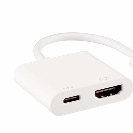 TecPlus 3.1 USB-C to HDMI F Adapter With USB-C Charge Input - White