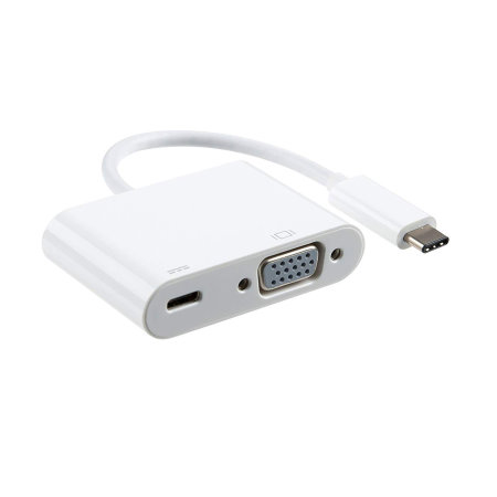 Techplus 3.1 USB Type-C to VGA F Adapter with USB-C Charge - White